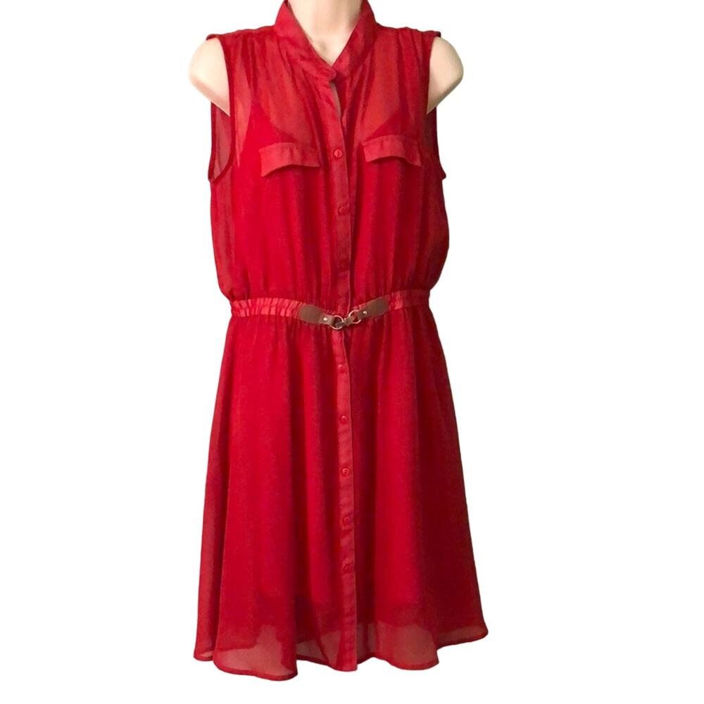 RnB Orange Chiffon Dress layered w knit tank dress Juniors XL Mini Dress
